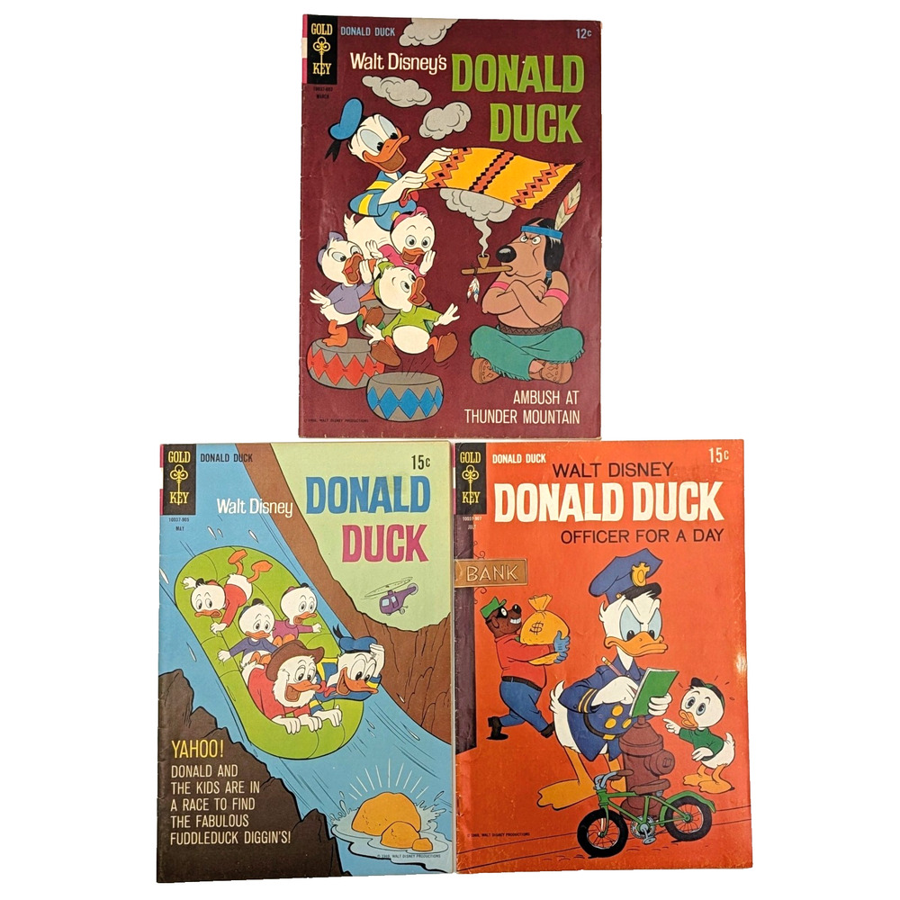 Silver Age Donald Duck Comic Lot 106 125 126 Gold Key Carl Barks Vintage FN VF